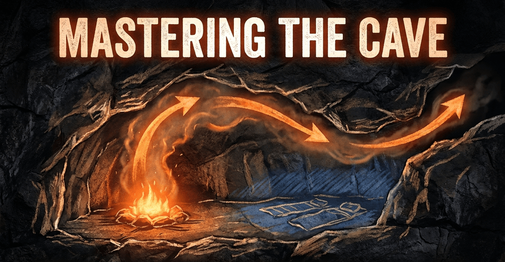 170,000 years ago, early humans modeled smoke dispersal to choose the optimal hearth location in their cave.