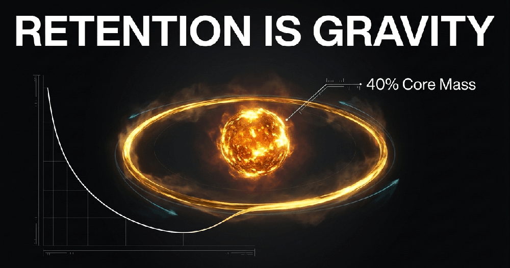 A flattening retention curve proves mass. If 40% of users remain in stable orbit, the system will not collapse.