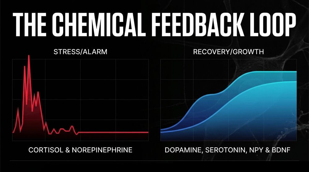 A resilient HPA axis shuts down cortisol quickly, while dopamine, serotonin and NPY stabilize mood and promote recovery.