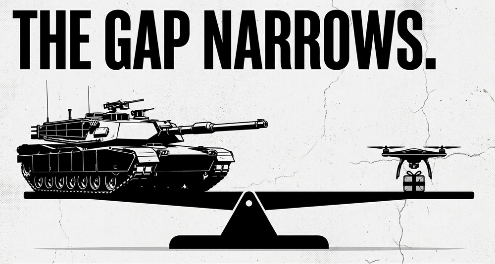 Low-cost commercial drones have proven capable of destroying multi-million-dollar tanks in urban warfare, reducing the advantage of conventional armored forces.