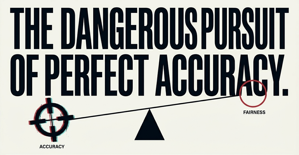 Accuracy and fairness often move in opposite directions. Perfect accuracy without considering fairness is a dangerous path.