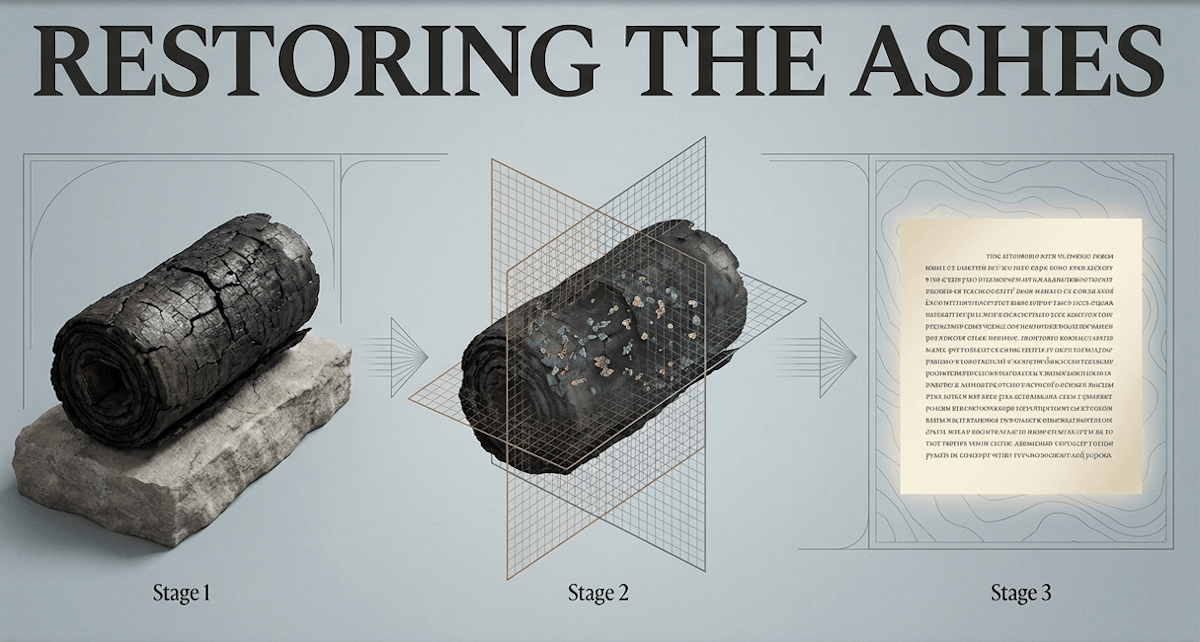 AI-driven ink detection and CT scanning allow scientists to visualize the internal text of fragile, carbonized scrolls, recovering ancient voices previously considered lost to time and fire.