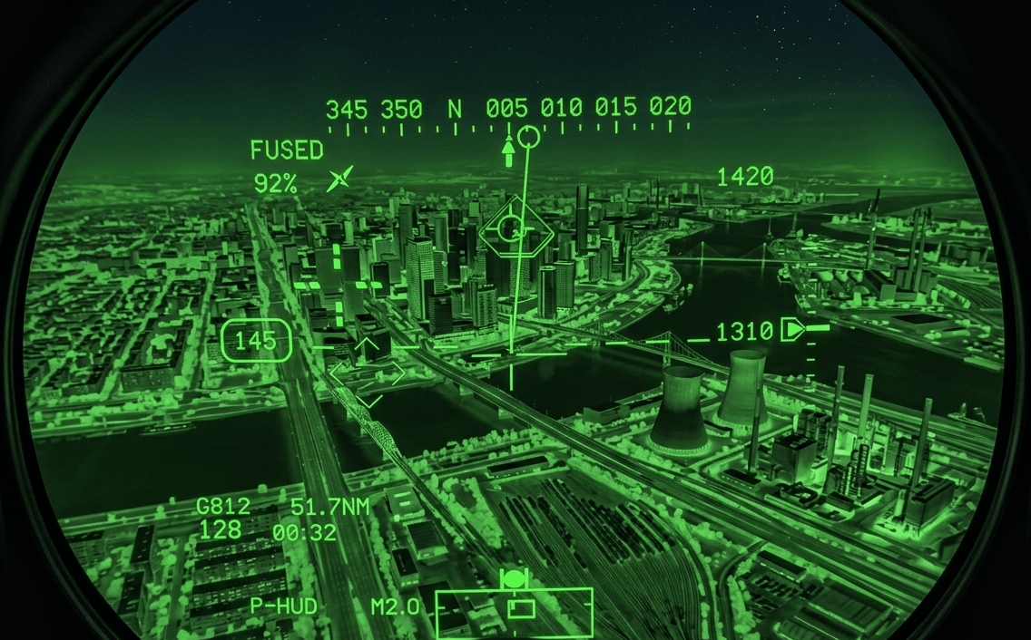 Right-eye perspective of the Apache helmet display system