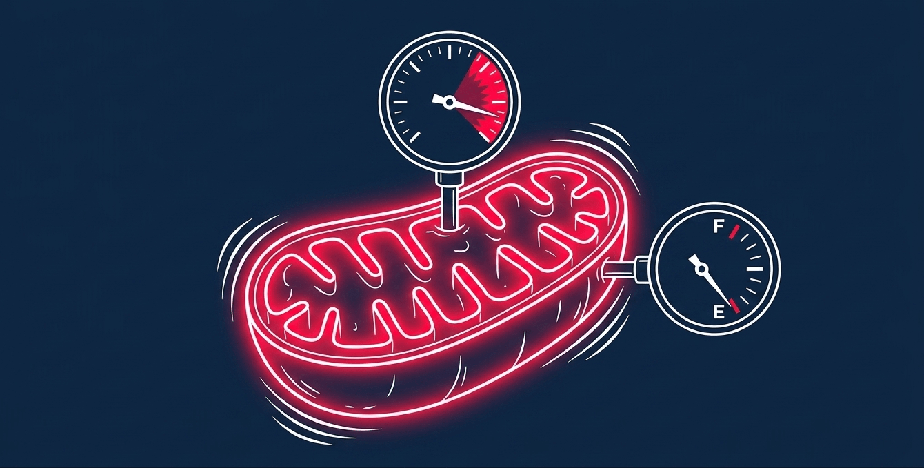 Chronic psychological stress keeps the fight-or-flight response continually activated, increasing the allostatic load and eventually driving mitochondria to a state of complete exhaustion.