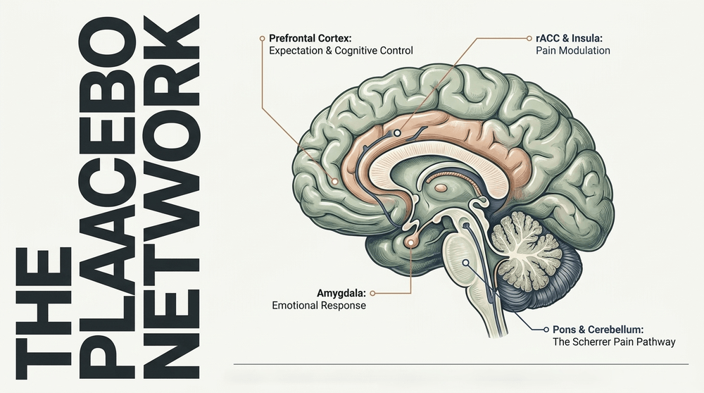 Complex networks of cortical and subcortical regions orchestrate the placebo response.