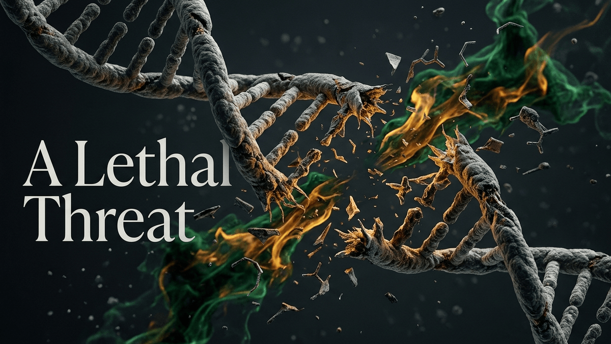 CRISPR acts as a molecular scalpel, inflicting a double-strand break that forces the cell into an unpredictable, desperate emergency triage mode.