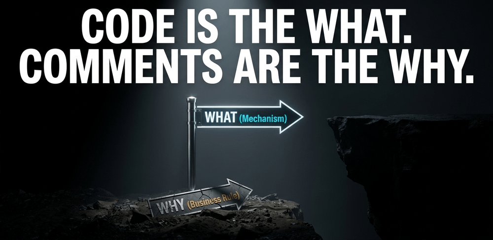 Eliminating comments hides business logic. 78% of developers waste hours deciphering uncommented intent.
