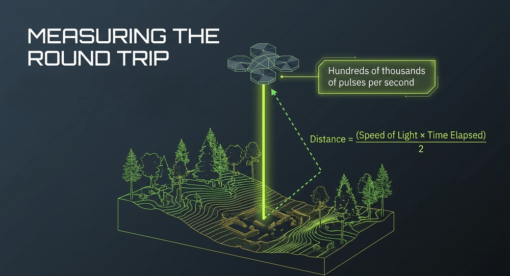 Emitting hundreds of thousands of pulses per second, LiDAR calculates target distances with millimetric precision based on light speed.
