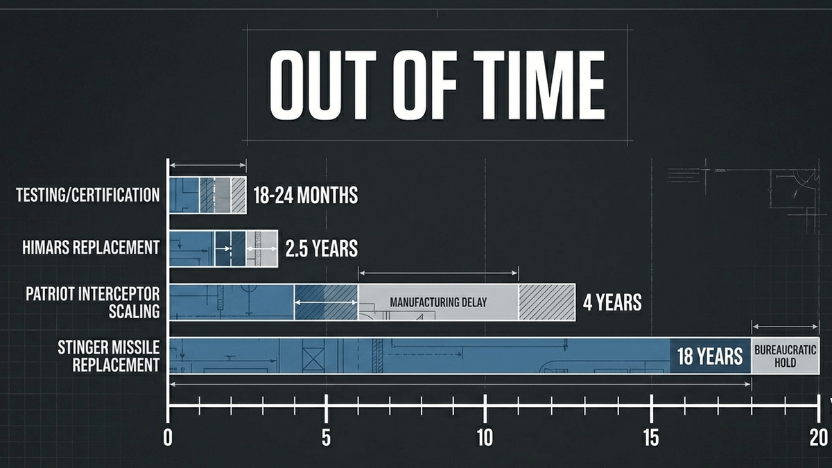 Expanding production is a marathon. A Pacific conflict would exhaust stockpiles in weeks, with no quick replenishment.