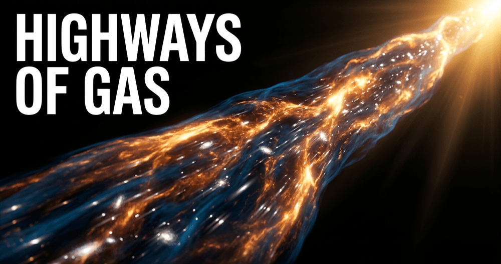 Filaments spanning millions of light-years channel 10-million-degree gas and dark matter.