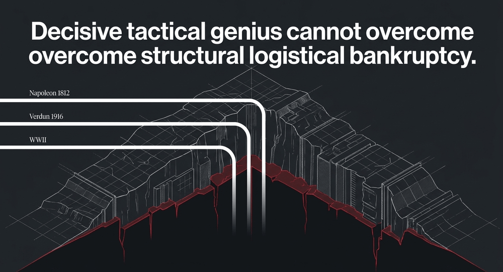 History proves armies fail not just by the sword, but by empty granaries and the steady depletion of physical capital.