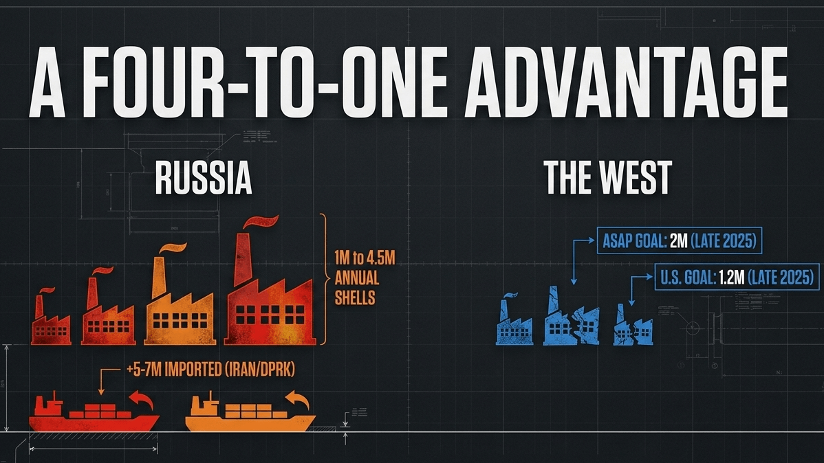 In early 2024, Russia's defense industrial base produced as much ammunition as the entire NATO alliance did in a year.