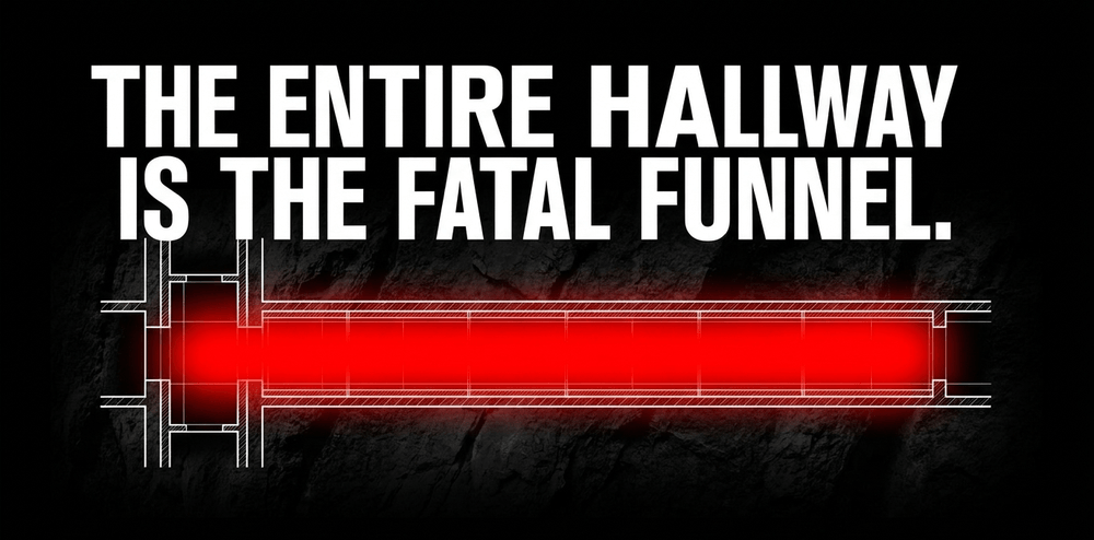 In subterranean combat, the traditional doorway danger zone extends down the entire length of the path.