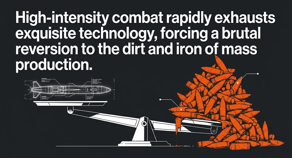 Lead times for complex military hardware are measured in years, while wartime consumption is measured in mere minutes.