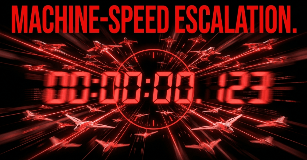 Lethal autonomous weapons compress decision cycles to milliseconds, risking catastrophic escalation without human oversight.