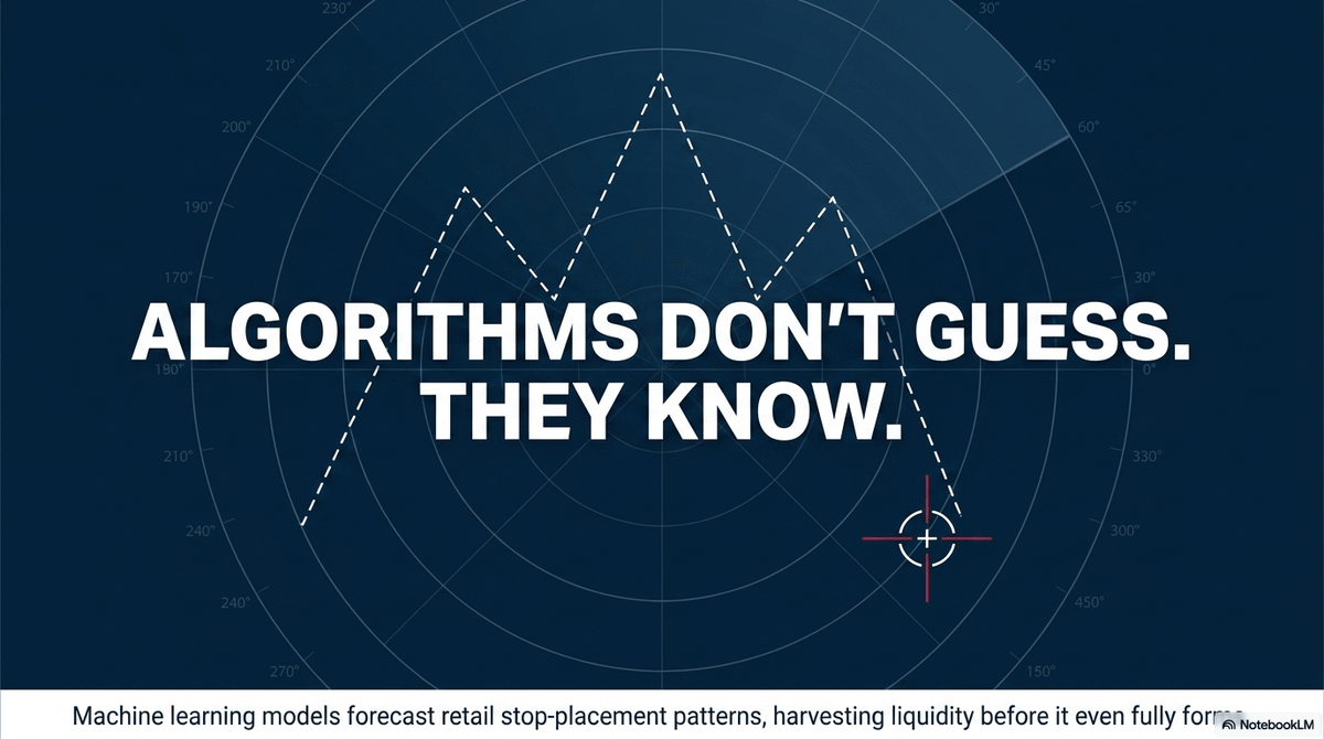 Machine learning models forecast retail stop-placement patterns, harvesting liquidity before it even fully forms.