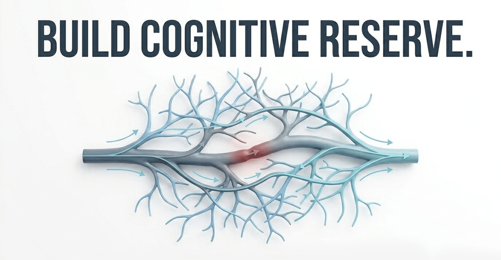Metaphorical graphic of cognitive reserve, the brain's capacity to improvise and bypass compromised primary pathways.