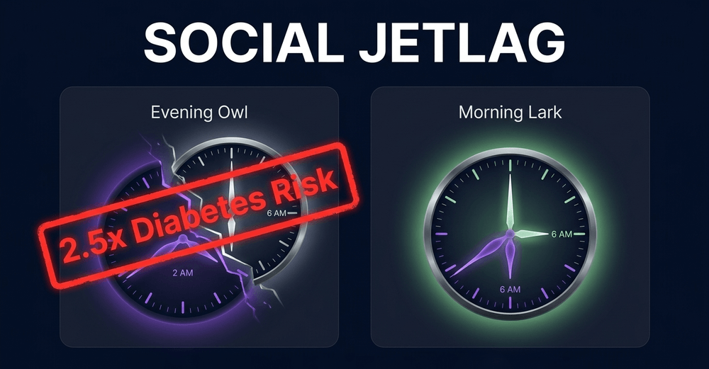 Mismatching an evening chronotype with early societal schedules increases metabolic disease risk.