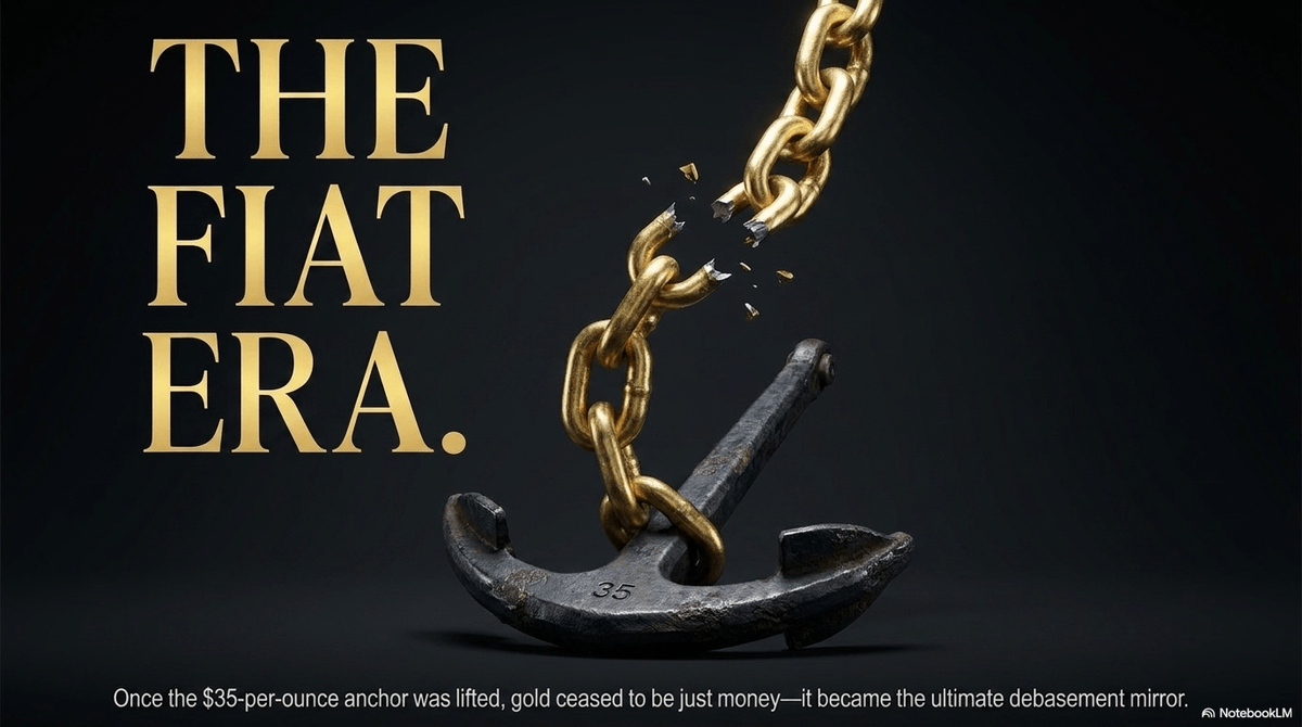 Once the $35-per-ounce anchor was lifted, gold ceased to be just money - it became the ultimate debasement mirror