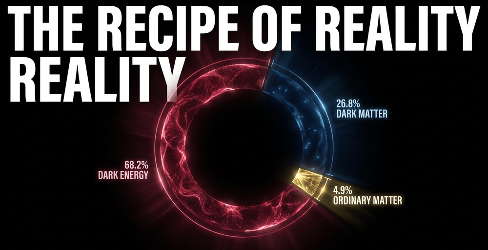 Ordinary matter is a tiny fraction of a universe dominated by dark energy and dark matter.