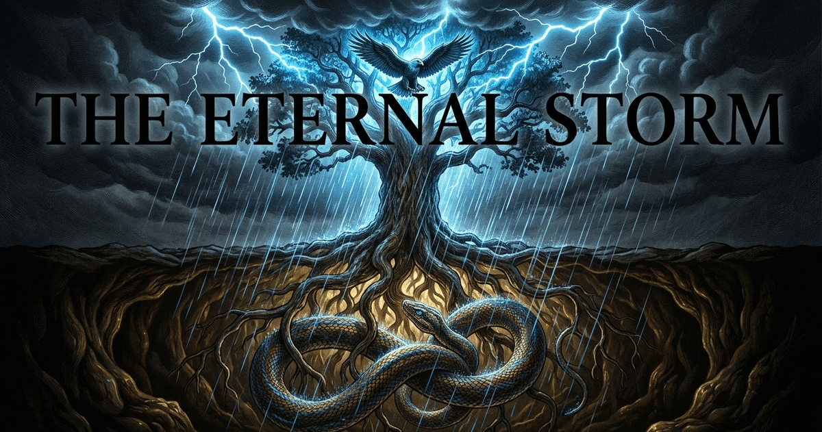 Perun and Veles are locked in necessary tension - without the sky's violent storms, the earth's deep roots wither.