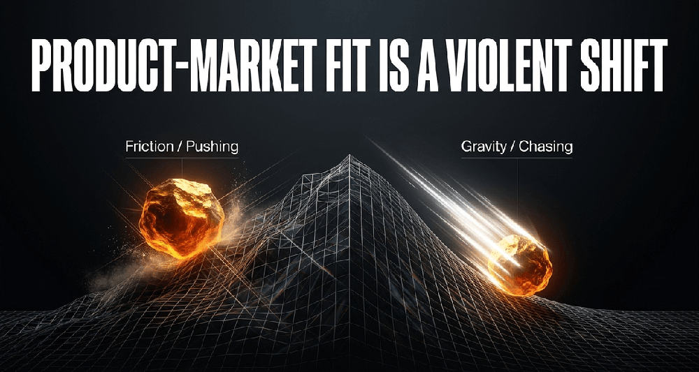 PMF is the exact moment market friction disappears. You stop pushing the boulder uphill and start chasing it.