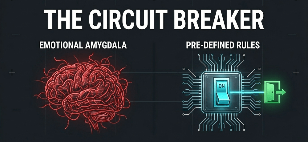 Pre-committing to exit rules at entry acts as a circuit breaker, removing emotion from the decision.