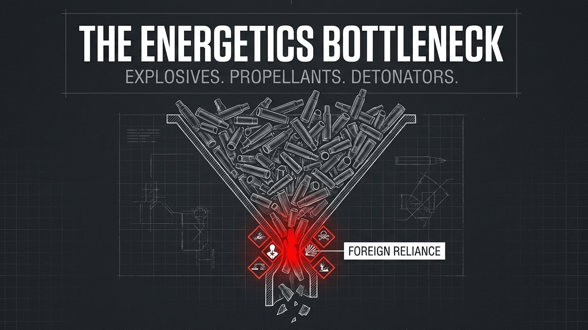 Producing metal shells is useless without the complex, foreign-reliant chemical energetics required to make them lethal.
