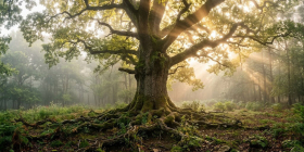 Sacred oaks inside the ancient Slavic World Tree