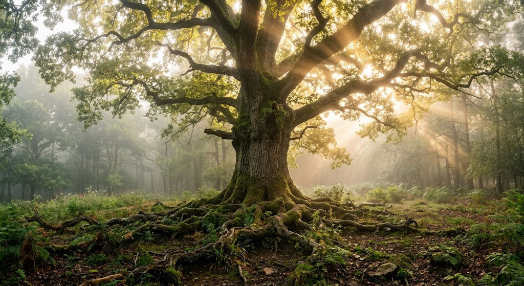 Sacred oaks inside the ancient Slavic World Tree