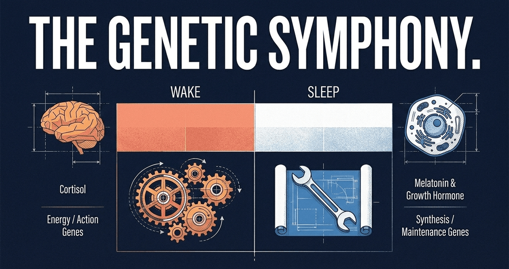 Sleep alters 5% of cerebral gene expression, shifting the body from high-energy survival to high-maintenance repair.