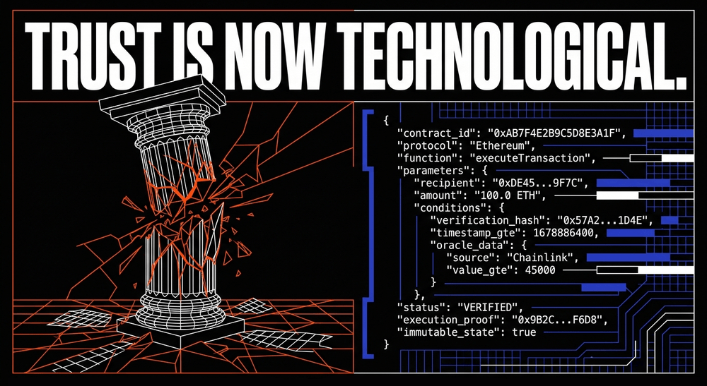 Smart contracts replace human-led institutional friction with cold, mathematical certainty