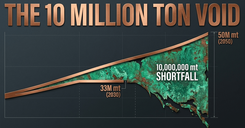 S&P Global forecasts a 10 million metric ton supply deficit by 2040, a 25% physical shortfall relative to demand.
