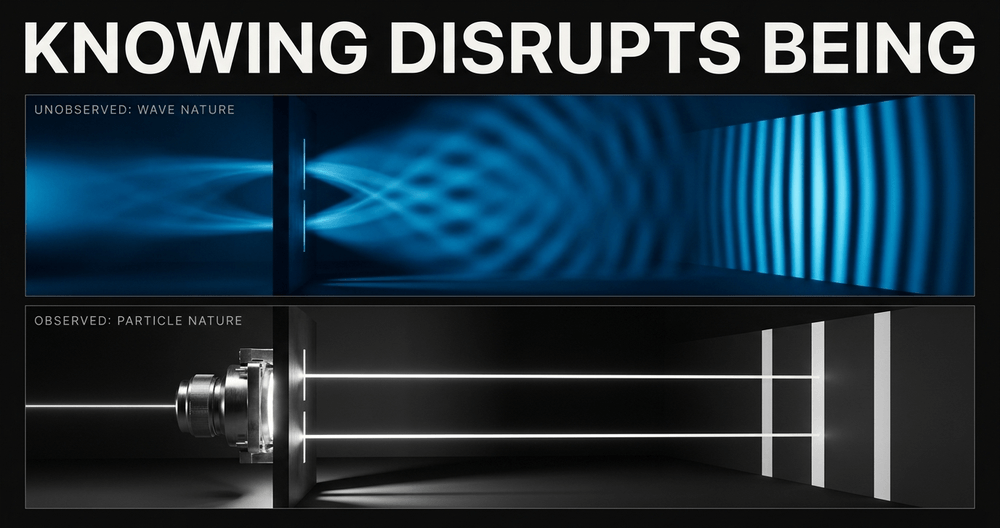 The double-slit experiment: detecting a particle's path fundamentally destroys its wave-like interference.