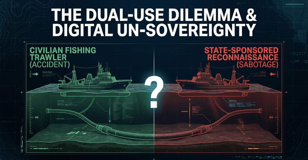 The dual-use dilemma: distinguishing routine maritime activity from covert hybrid warfare on the seabed.