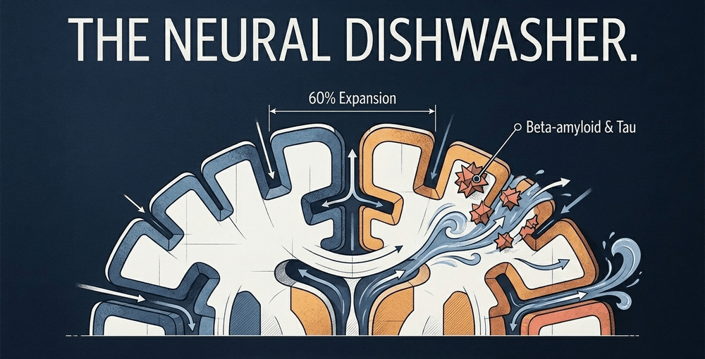 The glymphatic system expands brain tissue by 60% during deep sleep to flush out toxic metabolic waste.