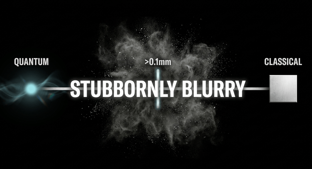 The macro boundary (>0.1mm) is defined by environmental complexity and size. Superconducting qubits prove it is not a wall.