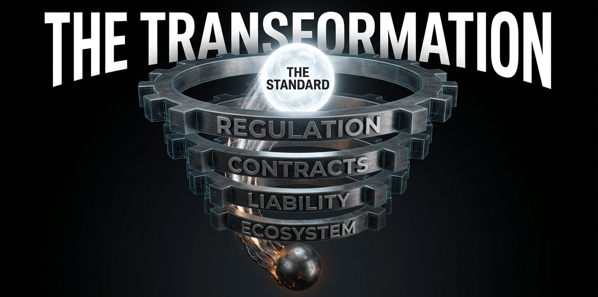The metamorphosis from optional to obligatory relies on an inescapable web of market pressures, contractual locks, and liability fears