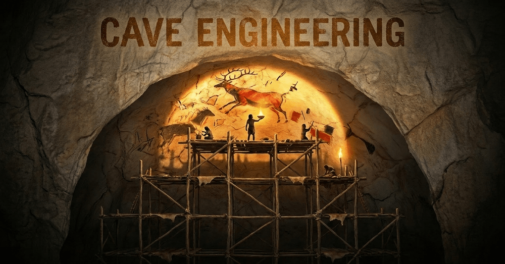 To reach grand cave ceilings, artists engineered wooden scaffolding and illuminated the dark with animal-fat lamps.