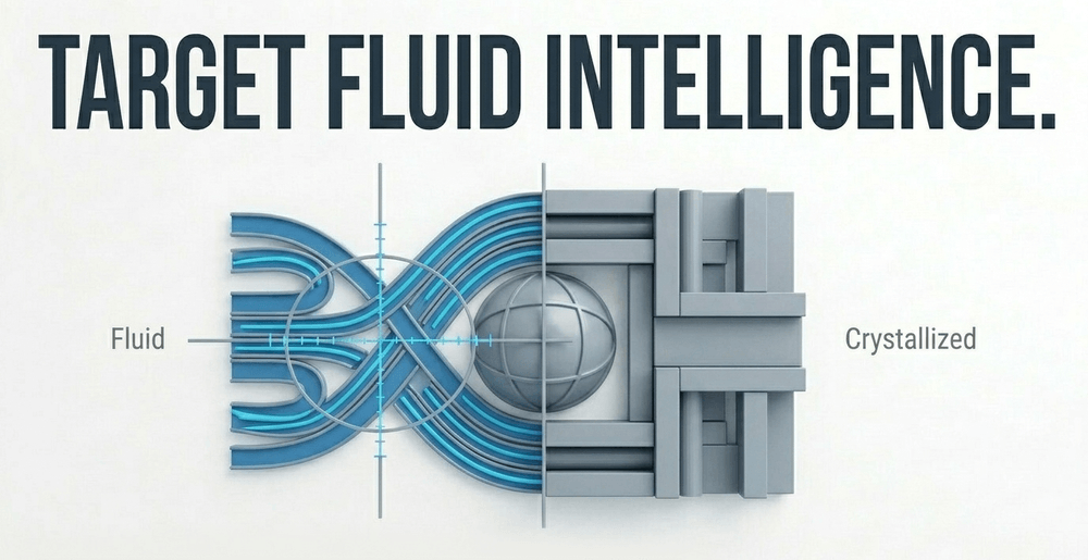 Visual comparison of adaptive fluid intelligence (the target of training) versus accumulated crystallized intelligence.