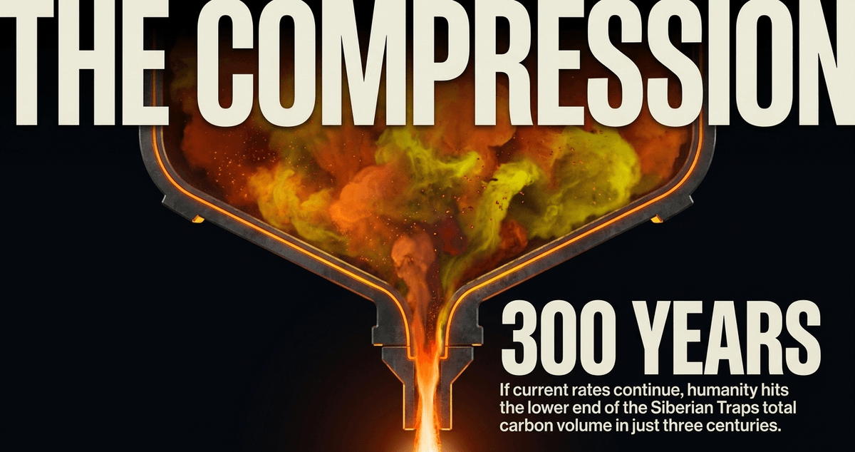 Humanity is compressing what was once a million-year geological disaster into a window of only a few centuries.
