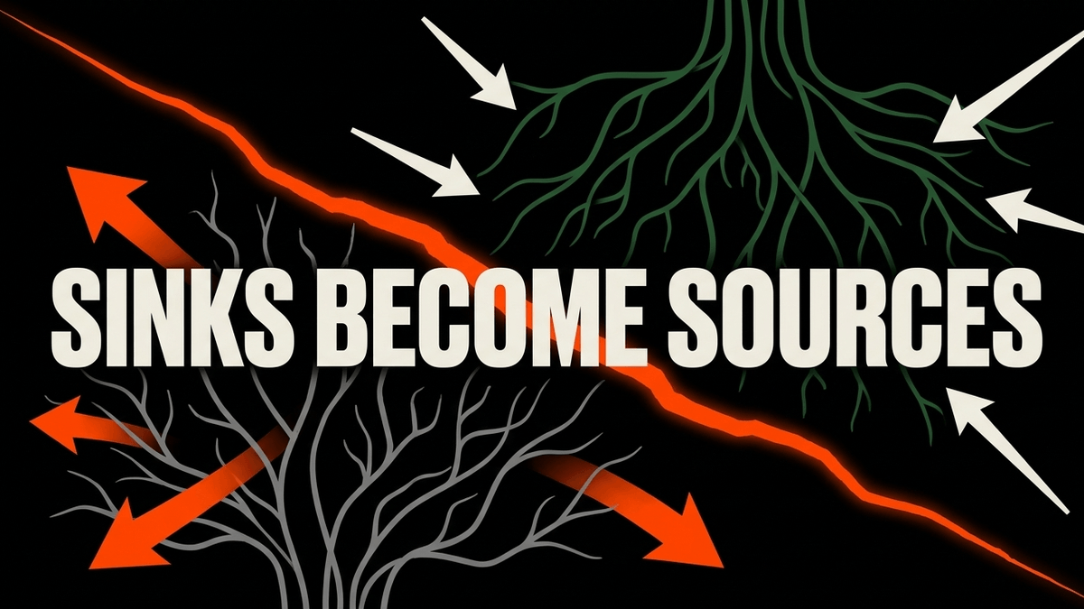 When thermal limits are breached, vital terrestrial carbon sinks can collapse into carbon sources, accelerating a runaway greenhouse loop.